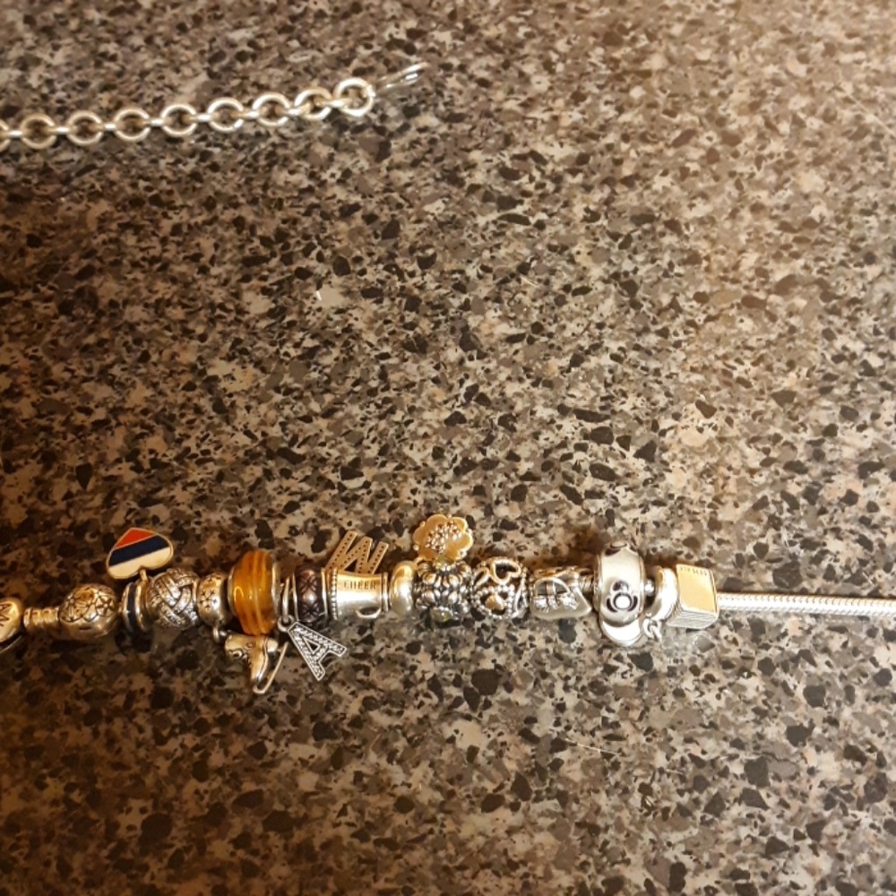 Authentic pandora bracelet with 9 charms